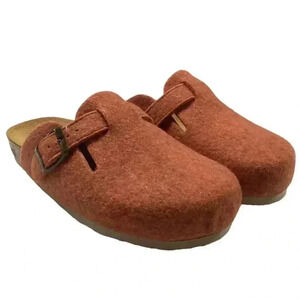 Plakton Clogs Women 6.5 37 Orange Blogg Felted Wool Cork SlipOn Soft Footbed NEW